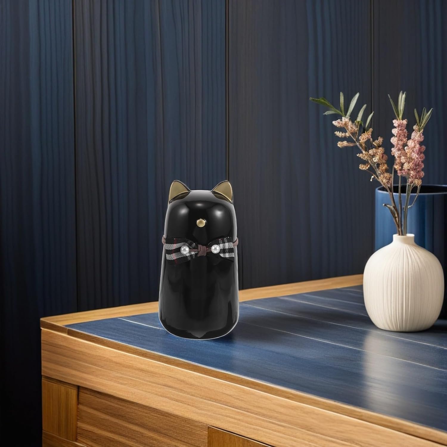 Ceramic Cat Urn Box for Ashes, Decorative Black Pet Keepsake Memorial Box with Lid, Compact and Elegant Animal Ashes Urn Suitable for Home Display and Relocation Random Color