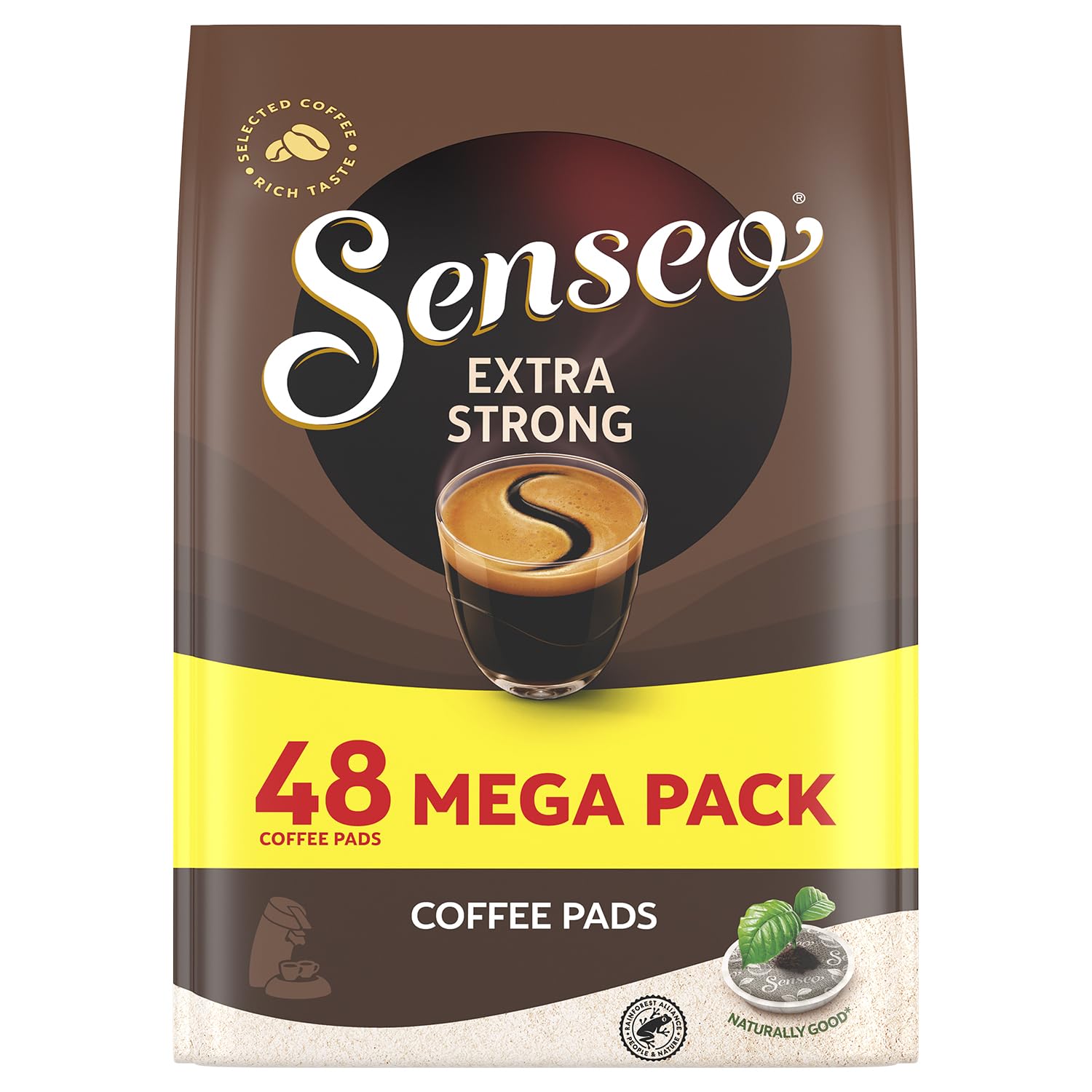 Senseo Extra Strong Coffee Pods – 48 Count (1 Pack) – Dark Roast with Intense & Bold Flavor and Rich Crema – Single-Serve Coffee Pads Compatible PeleCom Machines