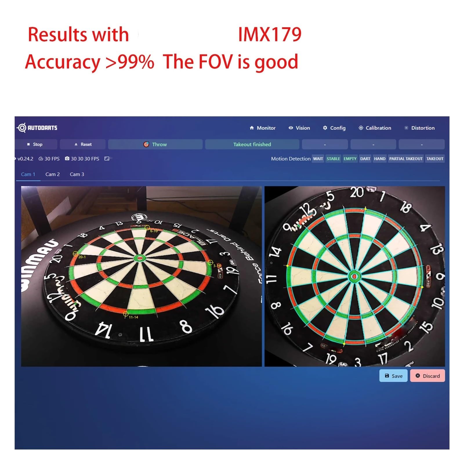 USB-Kameramodul IMX179 /OV2735/OV9732 100 Grad 30fps 2M Cbale Keine Verzerrung, kompatibel mit Autodarts.io Scoring-Kamerateilen(Imx179 3pcs)