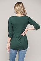 Vista 74 de LaClef - Blusa de maternidad para mujer, cuello redondo, manga 3/4, plisada al frente, estilo peplum Cuadros marrones