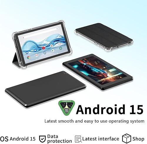 Miniatura 2 de IWEGGO Tablet Android 15 con funda, 7 pulgadas 8 GB RAM+32 GB ROM1 TB computadora expandible, tabletas de cámara de 5 MP, procesador de cuatro