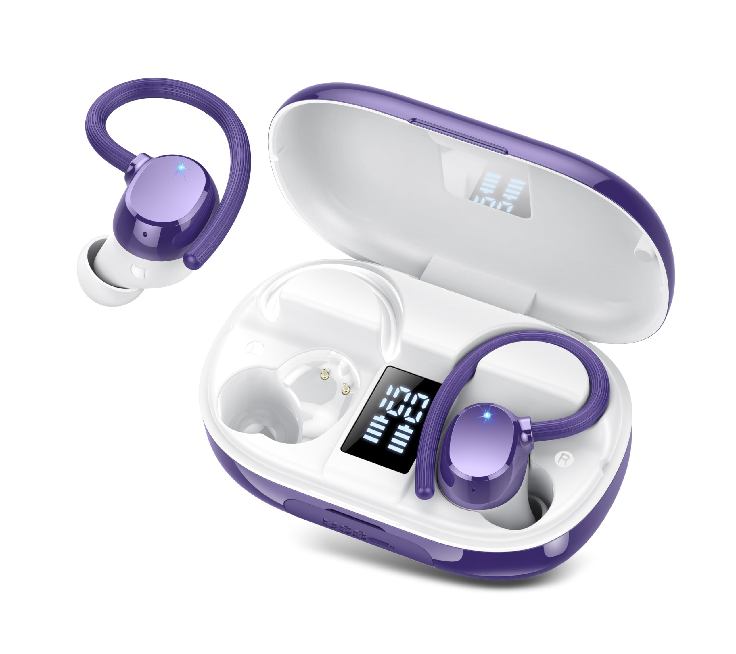 Bluetooth Kopfhörer Sport, 2026 in Ear Kopfhörer Kabellos Bluetooth 5.3 mit HD Mic, Herausragender Sound, 128 Std Spielzeit, Comfort Fit, Dual LED-Anzeige, IP7 Wasserdicht Ohrhörer mit Ohrhaken