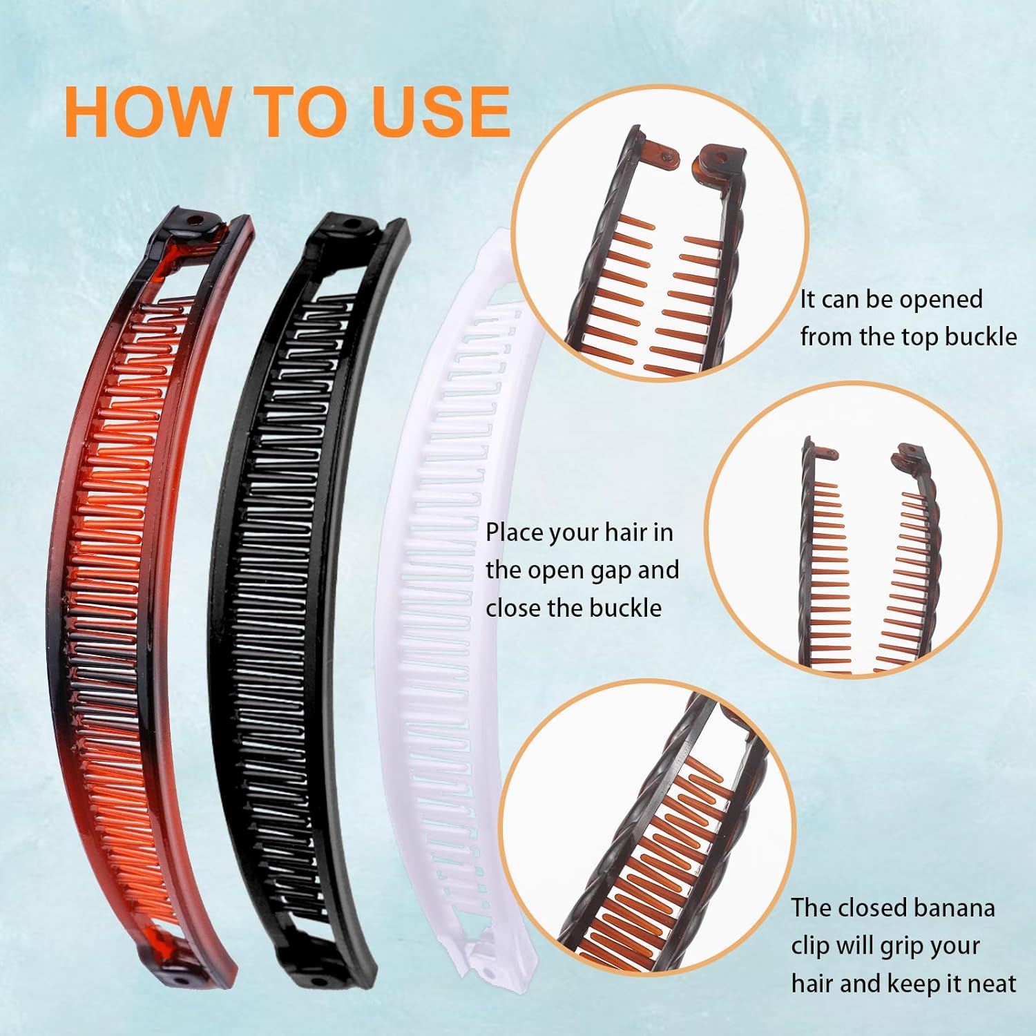 18 PCS Banana Hair Clips Classic Clincher Combs Fishtail Hair Clip Ponytail Hair Holder for Women Girls, 4 Styles - Image 3