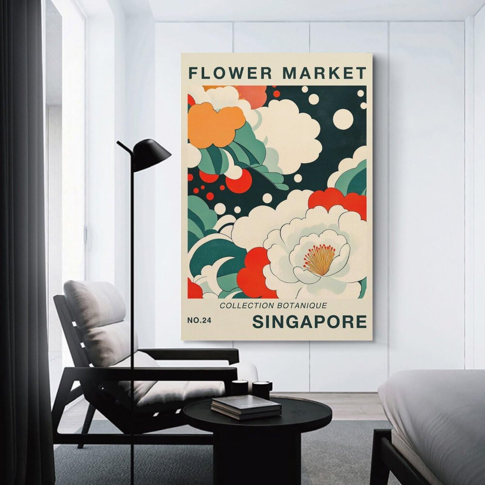 Junmoney Singapore Flower Market Poster Wall Picture Print 20x30inch(50x75cm), for Lounge Decor, Offices Or Entryway Styling, Versatile Wall Decor for Many Rooms