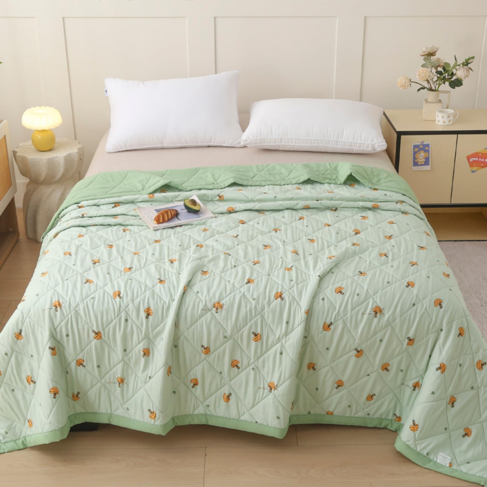 Edredon verano de microfibra Highdi colcha ligera reversible verde 200x230cm para cama doble 1