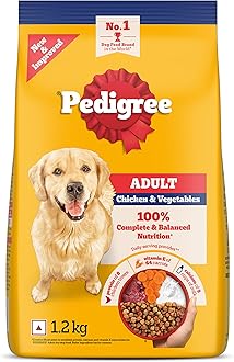 Pedigree Adult Dry Dog Food, Chicken & Vegetables, 1.2 kg, Contains 37 Essential Nutrients, 100% Complete & Balanced Food for Adult Dogs