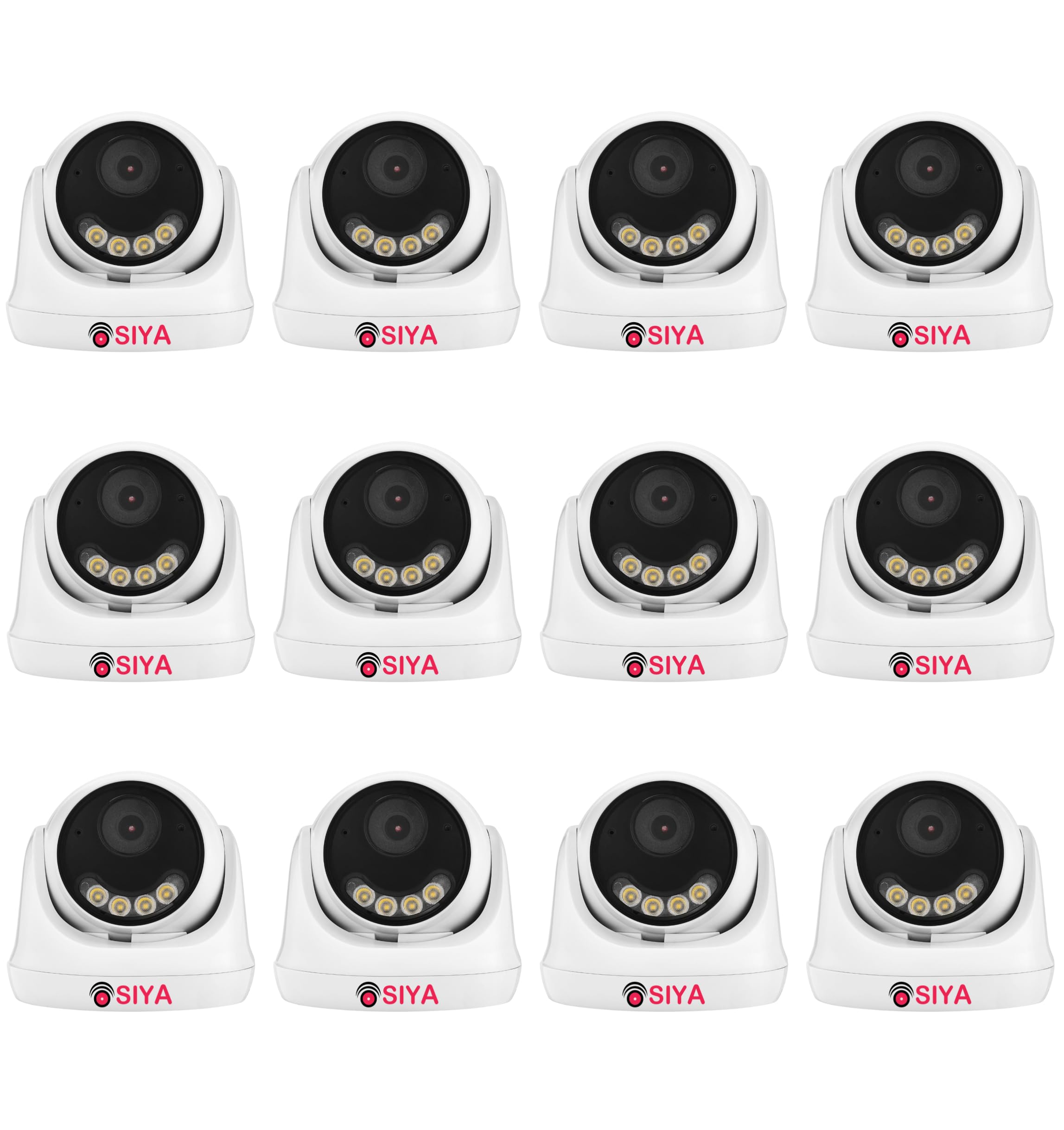 siya 5mp color night vision indoor dome cctv camera | 1080p full hd ahd surveillance | day/night full color vision | compatible with 5mp & above ahd dvr | home & office security camera (pack of 12)
