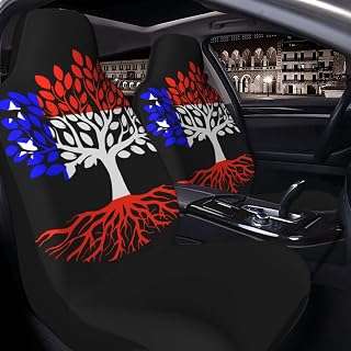 Georgia Flag Tree of Life Car Seat Cover Set Universal Fit Most SUV Cars Trucks SUV Sedan, Neoprene Non-Slip 2 Pcs
