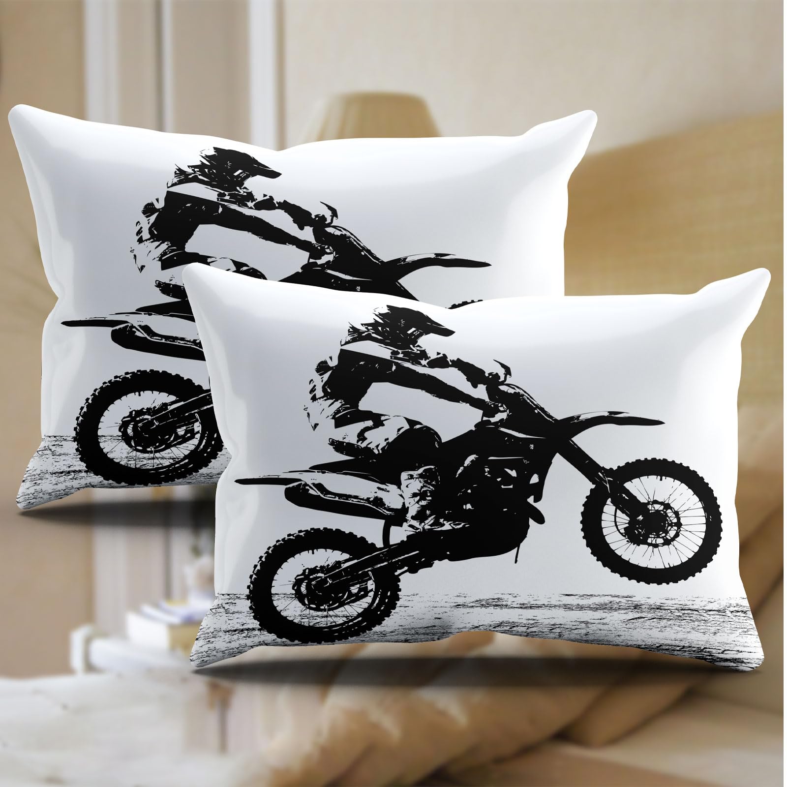 Copripiumino Moto 135 x 200 cm,3D Set di Biancheria da Letto a Tema Moto,con 2 federe da 50 x 75 cm, per adulti e bambini (Motocross-b, 135 x 200 cm)