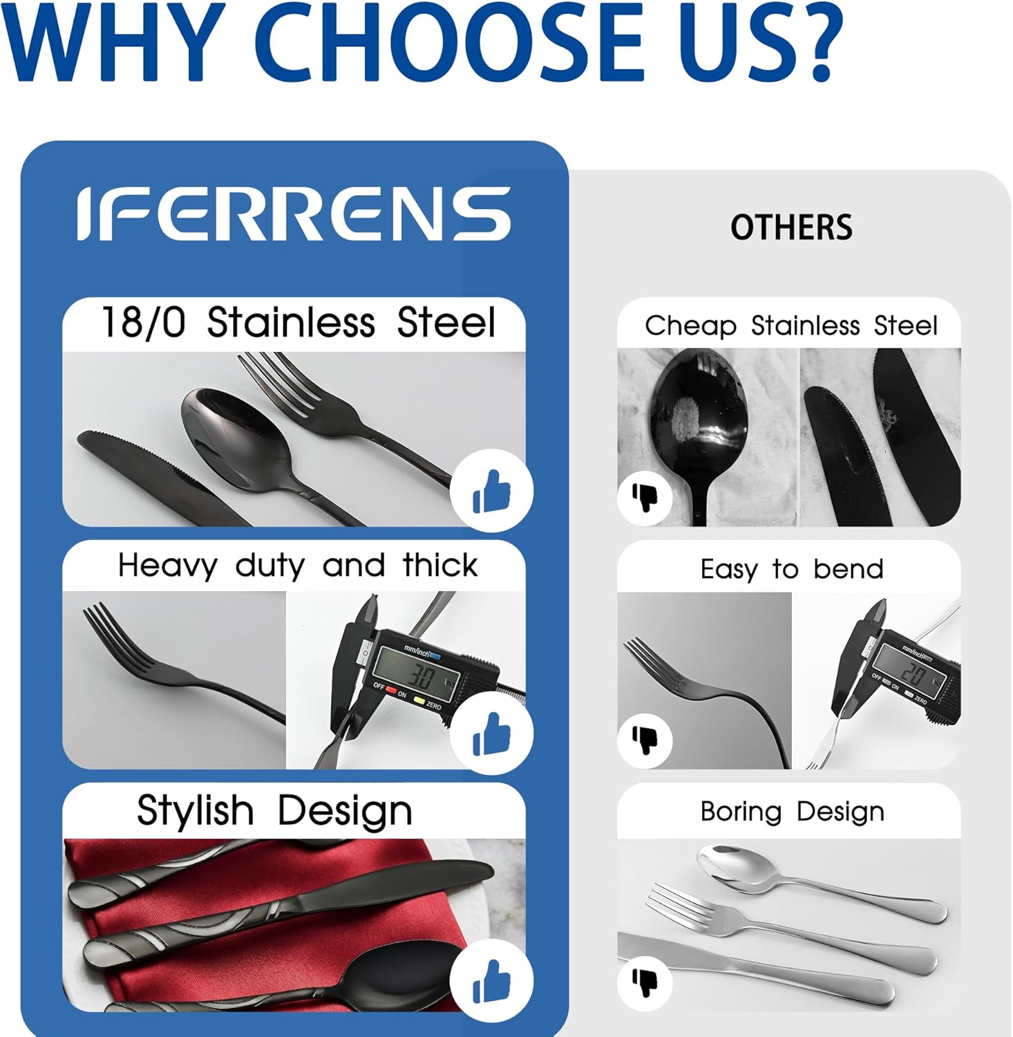 Black Silverware Set for 8, 18/0 Stainless Steel 40-Piece Frosted & Mirror Finish Flatware Set, Modern Cutlery Set for Wedding Restaurant Housewarming Party Event Serving For 8