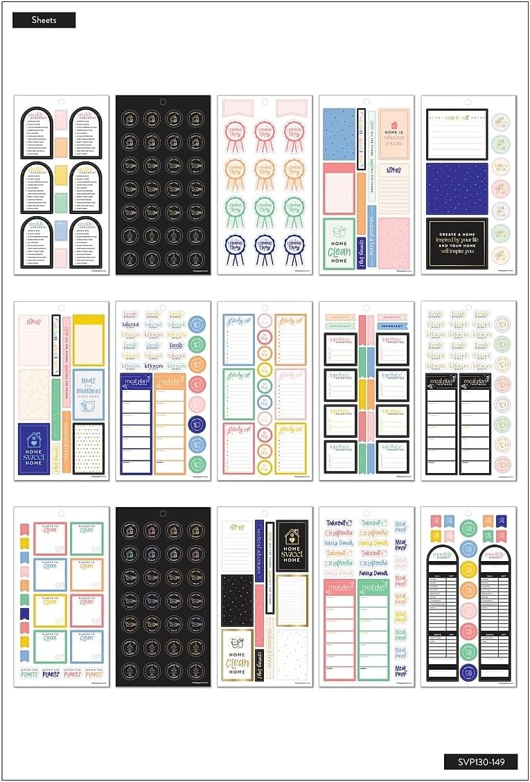 The Happy Planner Essentials Home Classic Stickers, Assorted Colors, 734/Pack (SVP130-149)