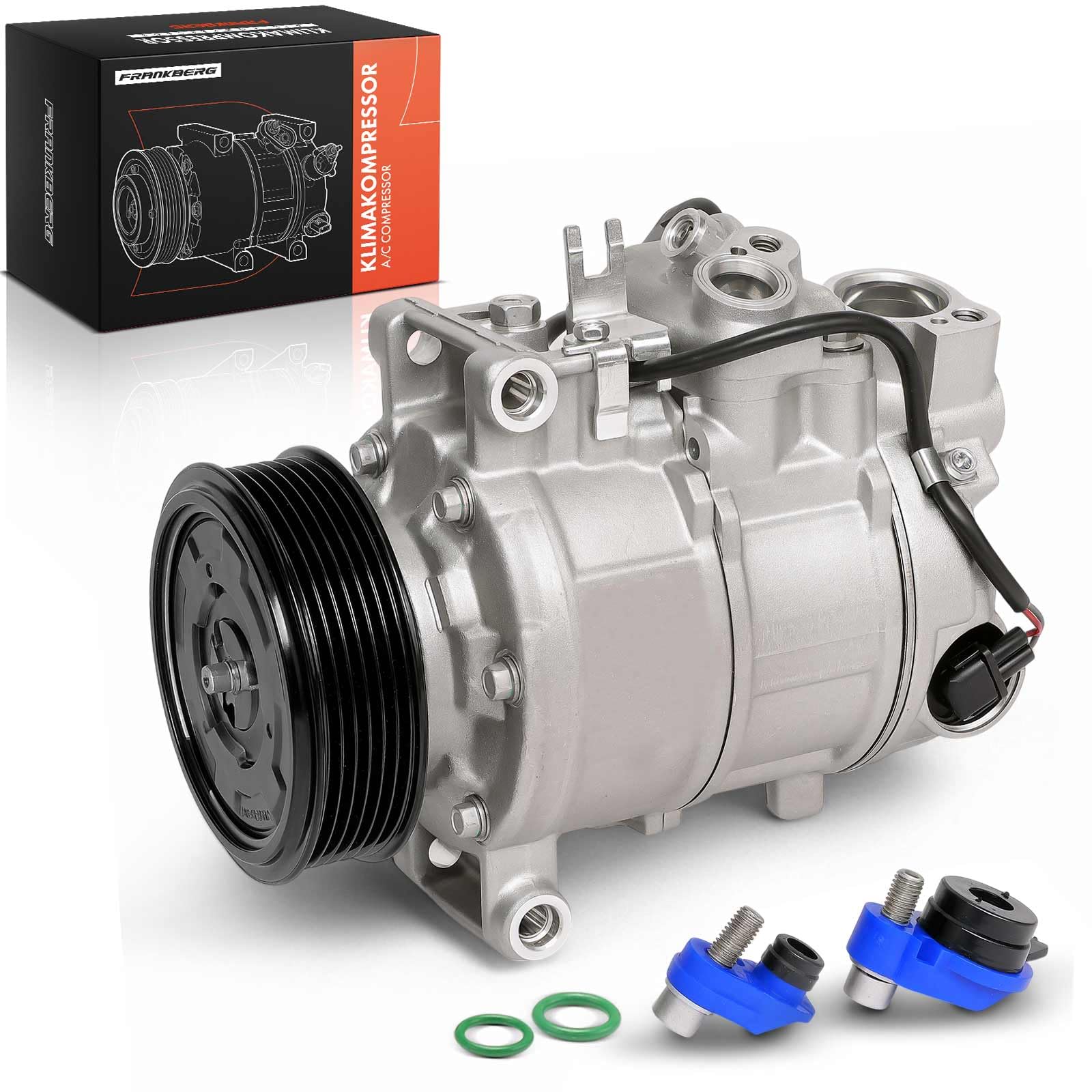Frankberg Klimaanlagen Kompressor Klimakompressor mit Kupplung Kompatibel mit A4 8E2 8EC 8H7 8HE 8E5 8ED A6 4F2 4FH 4F5 A8 4E2 Q5 8RB Replace# 8E0260805BA, inkl. Öl vorbereift