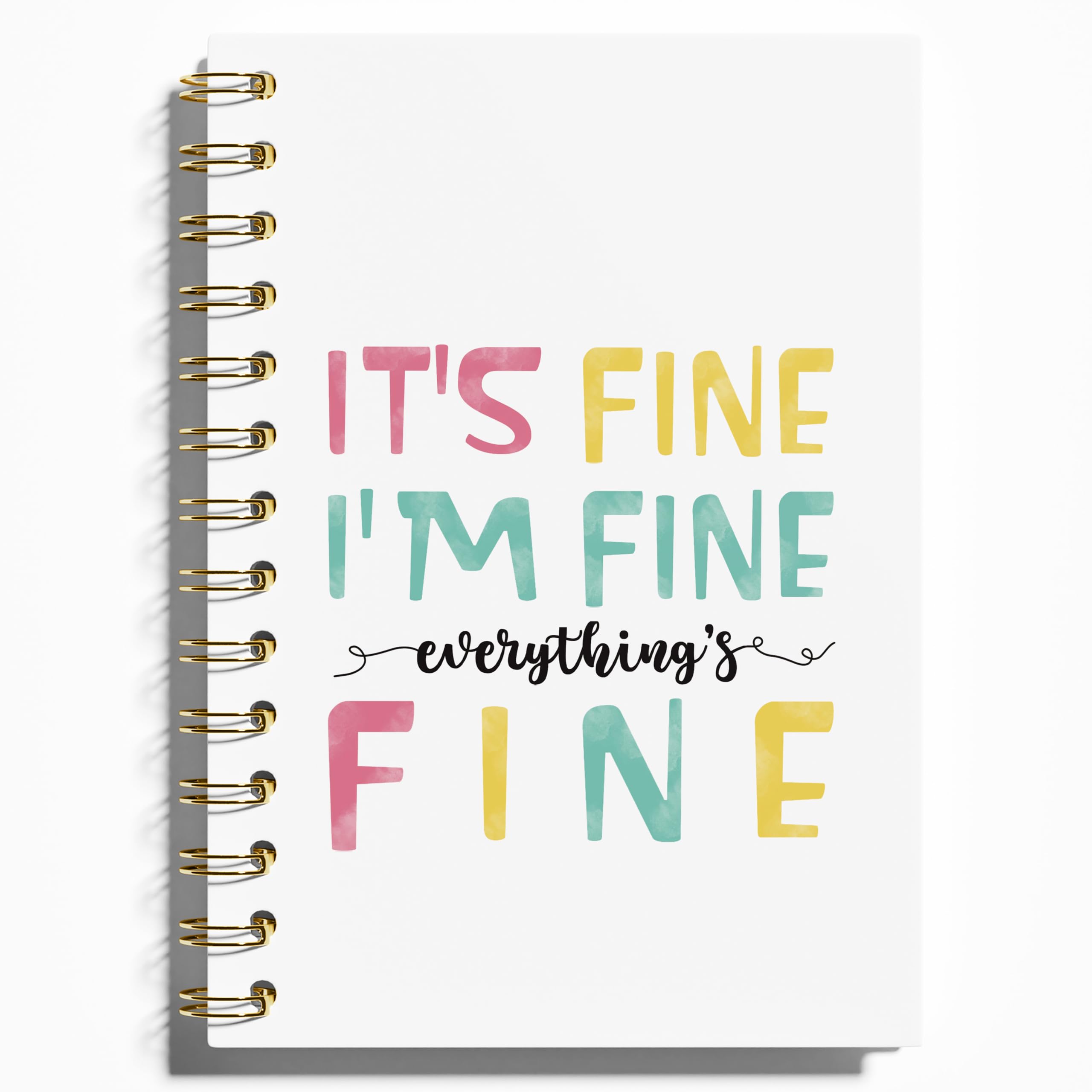 WFSM It's Fine I'm Fine Everything is Fine Spiral Notebook, Funny Notebooks for Work, Funny Work Gifts, Funny Gifts for Coworkers, Funny Work