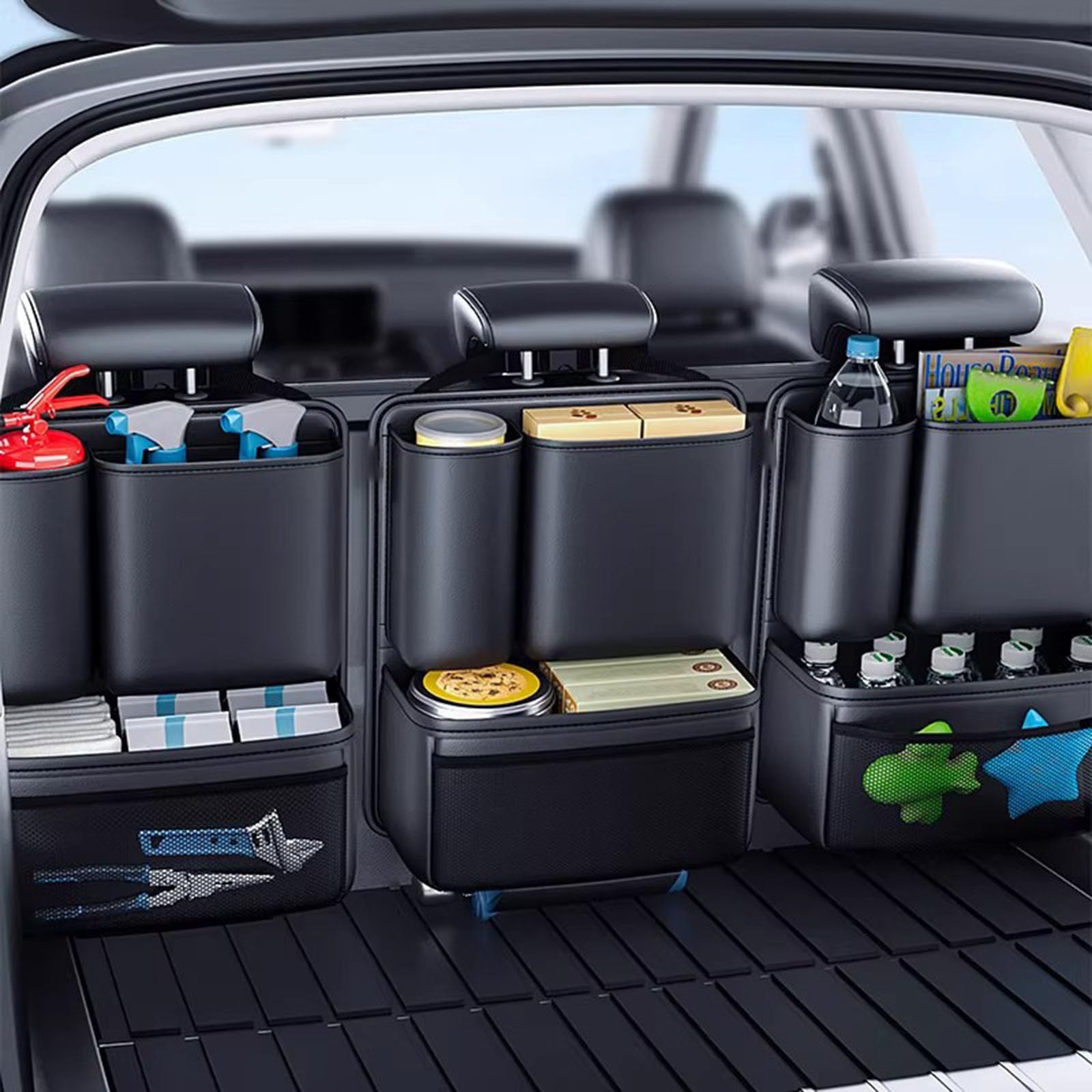 CBRWBKWHI car trunk storage bag, for Peugeot 206 CC 2D / 207 CC WD Coupé Cabrio 2001-2015 Boot Tidy Box Foldable Durable Adjustable Storage Tidying Bag Interior Declutter