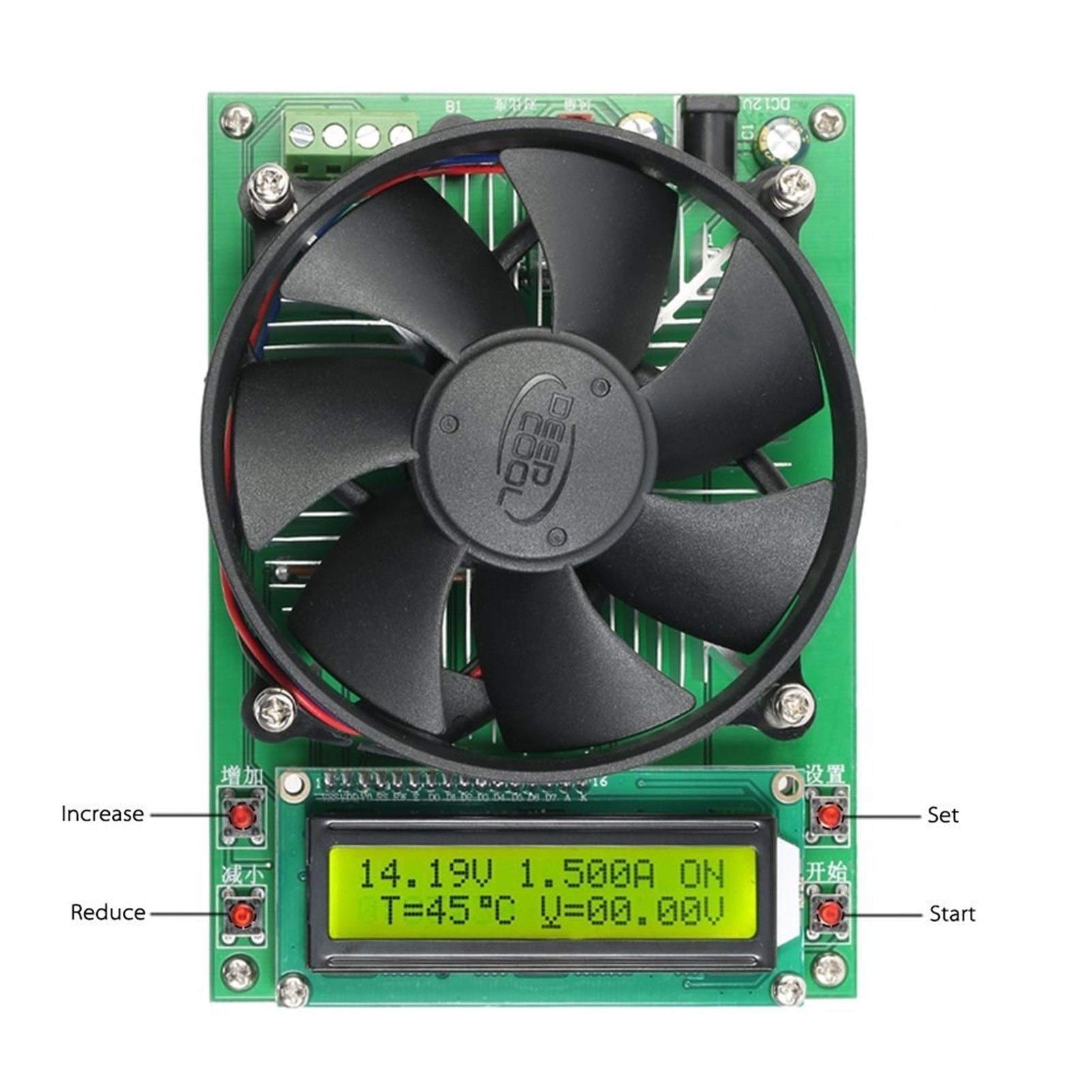 YJYGR Electronic Load, 150W Constant Current Electronic Load 60V 10A Battery Discharge Capacity Tester Module with LCD