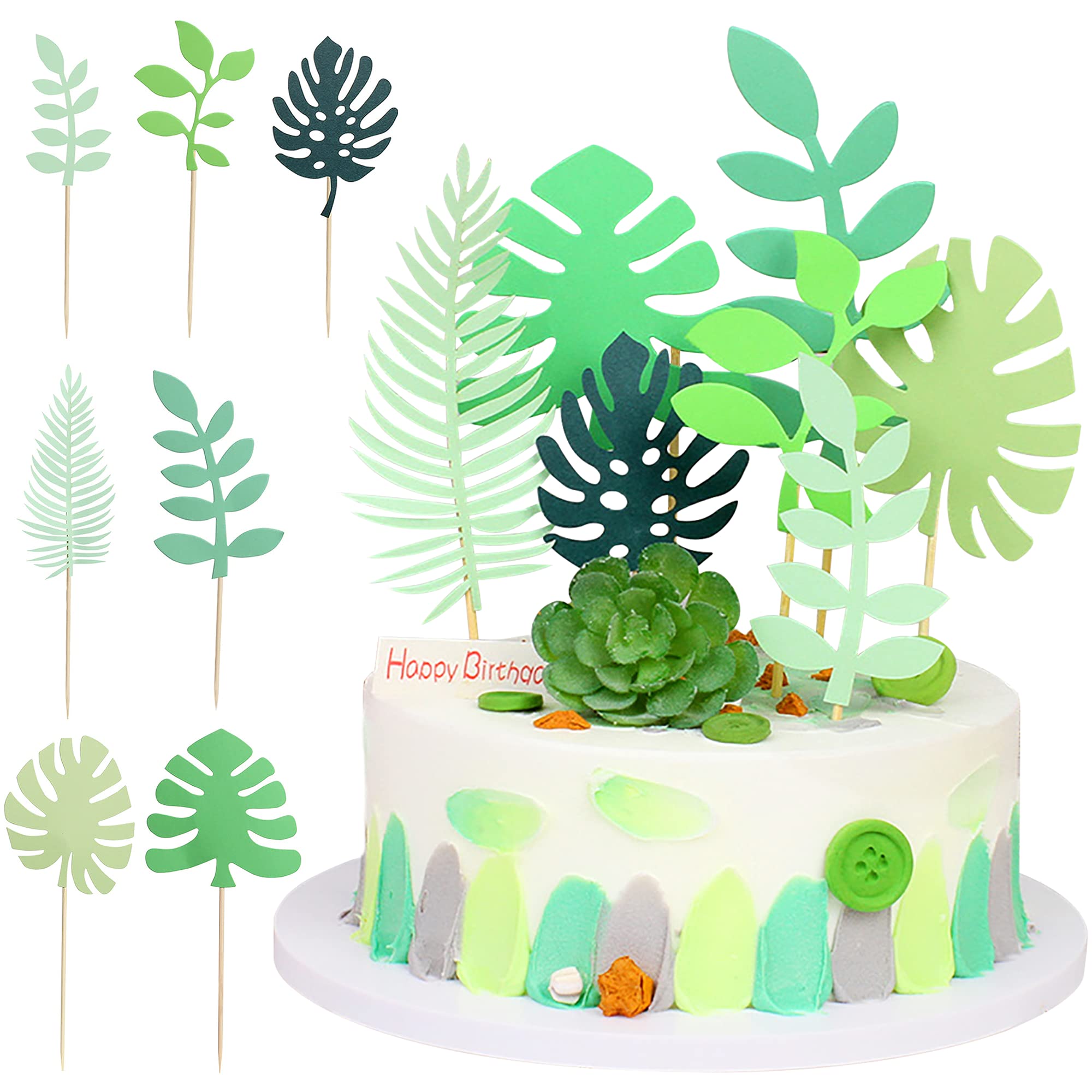 Buy Jungle Cake Toppers 7Pcs Tropical Palm Leaves Cake Toppers