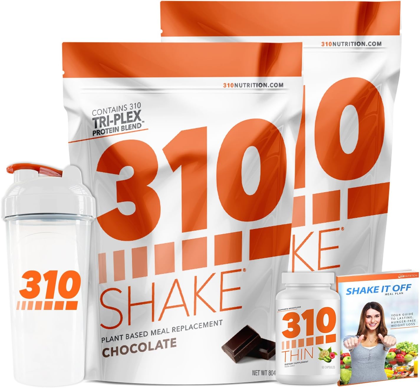 310 Shake Double Pack Includes 2 Bags of 28 Serving Meal Replacement Shake | 310 Thin | 310 Shaker Cup and Digital Recipe eBook (Chocolate)