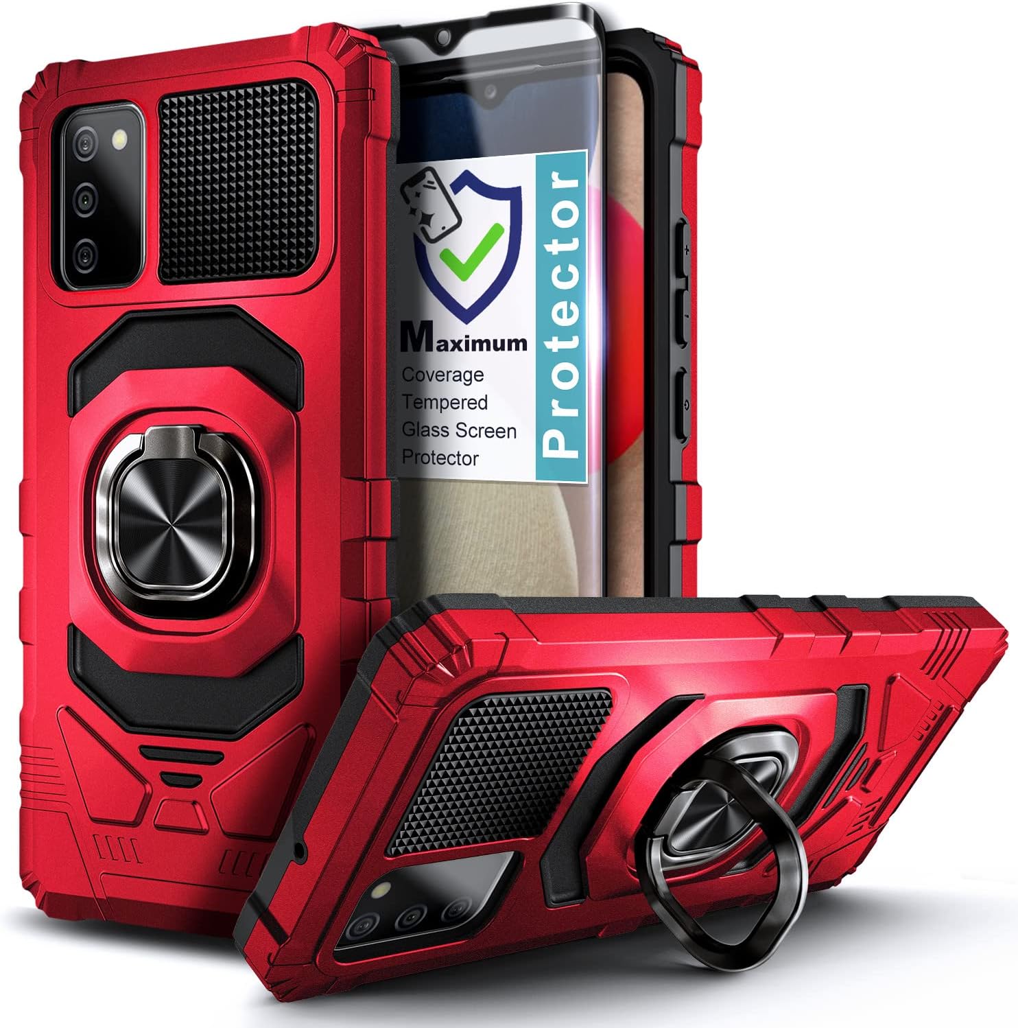 NZND Galaxy A02S Case, Samsung AO2S Phone Case with Tempered Glass Screen Protector