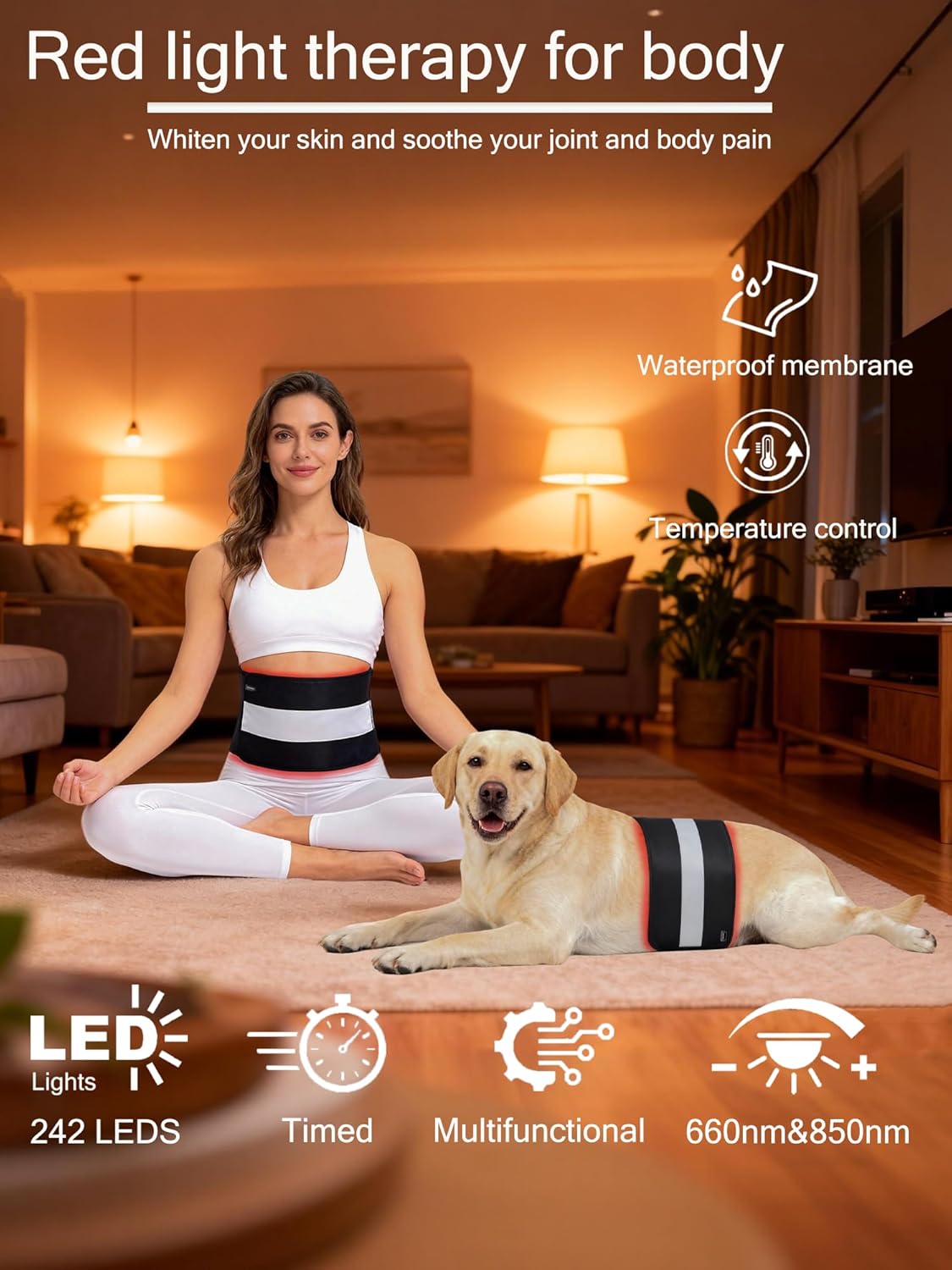 Red Light Therapy for Body, Infrared Light Therapy Mat Featuring 660nm & 850nm,Red Light Therapy Pain Relief Muscle Recovery & Joint Support for Waist, Legs, Abdomen, Includes 3-in-1 Remote - Image 2