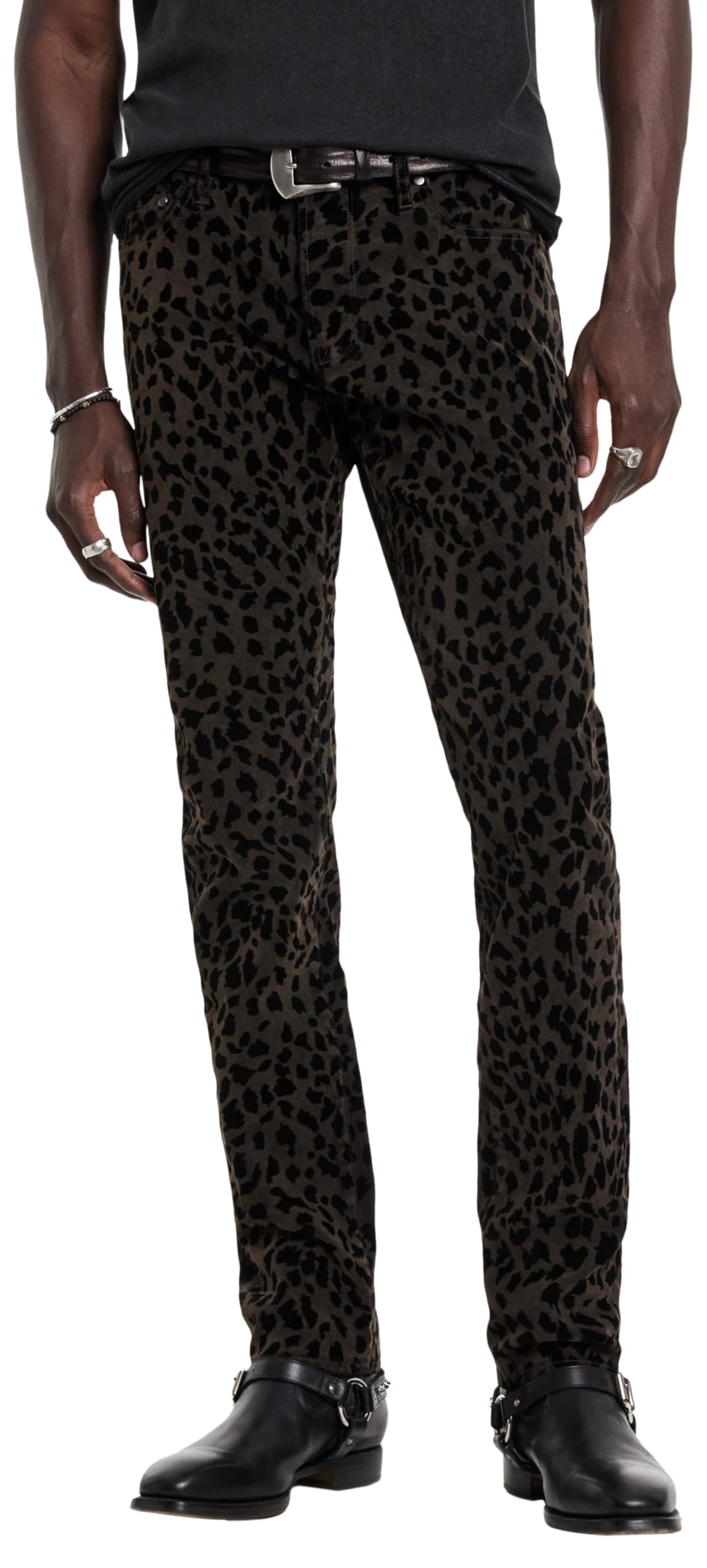 John Varvatos Men's J702-Slim Fit-Flocked Leopard-Jack Wash