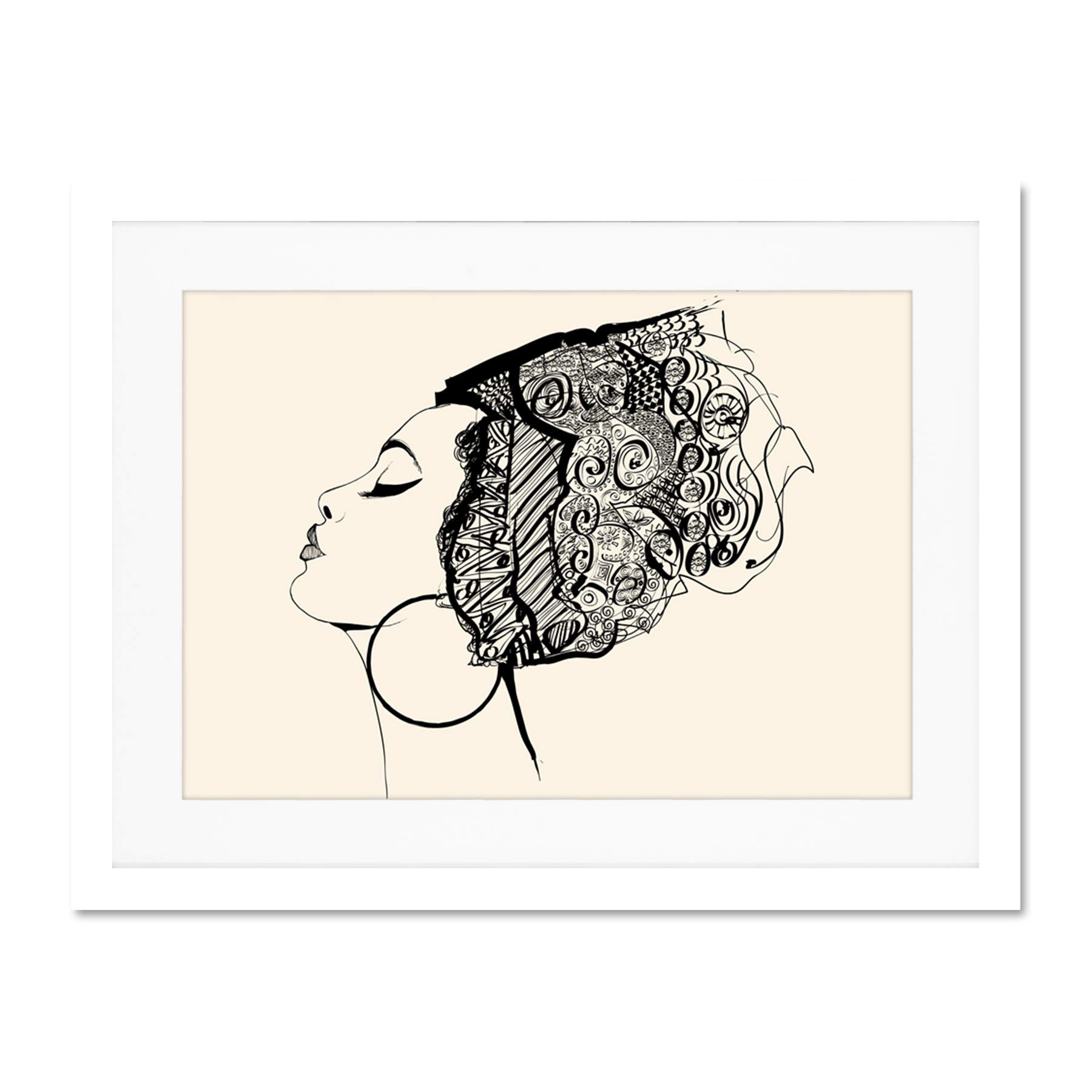 Wee Blue Coo Woman With Headdress Large Framed Art Print Wall Poster 18x24 inch