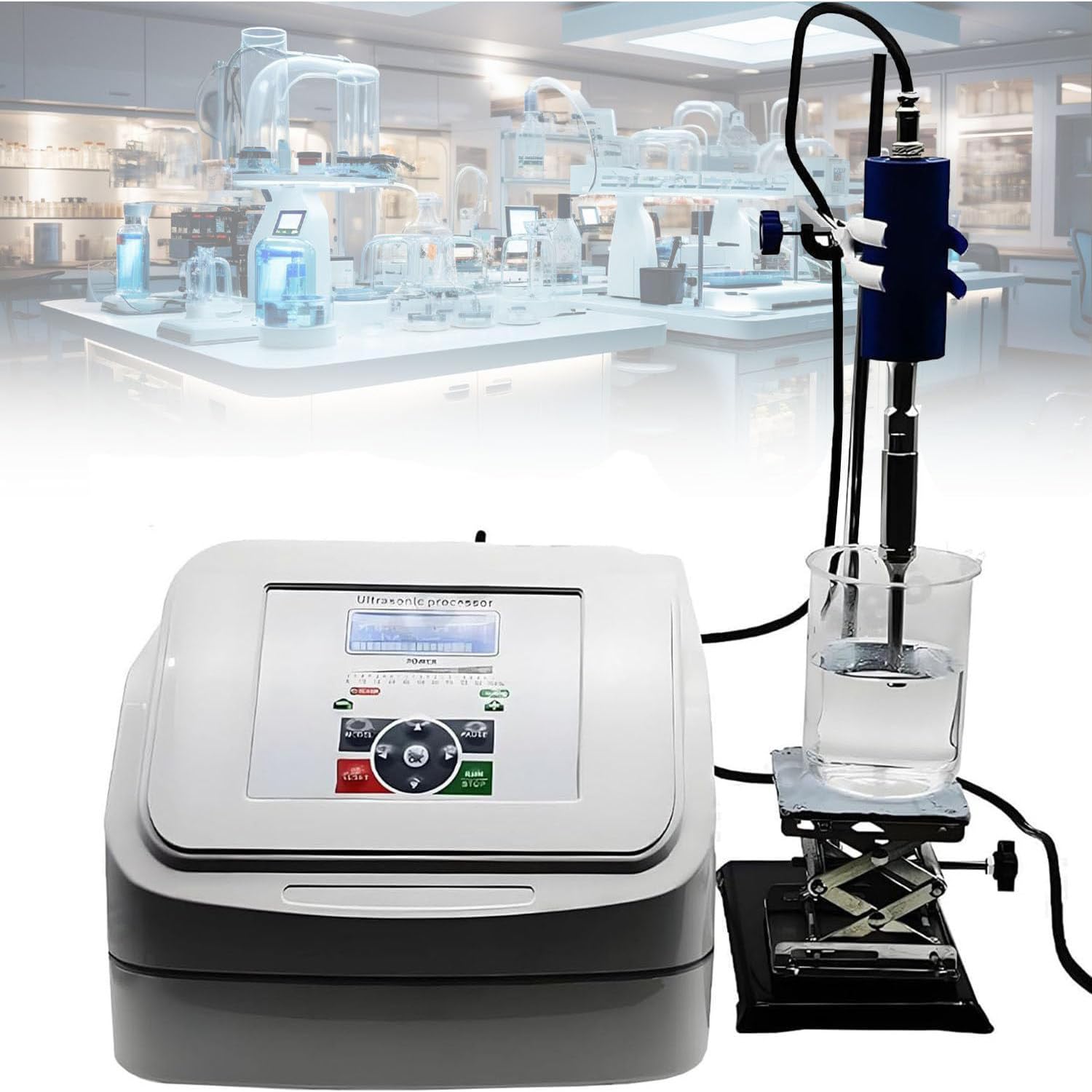 Homogenizator sonikatorowy przemysłowy laboratoryjny o mocy 800 W z cyfrowym sterowaniem i timerem impulsowym do rozbijania komórek i emulgowania, 500 ml, sonda 8 (10mmprobe)
