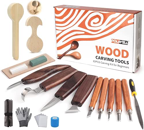 Wood Carving Kit 22PCS Wood Carving Tools Hand Carving Knife