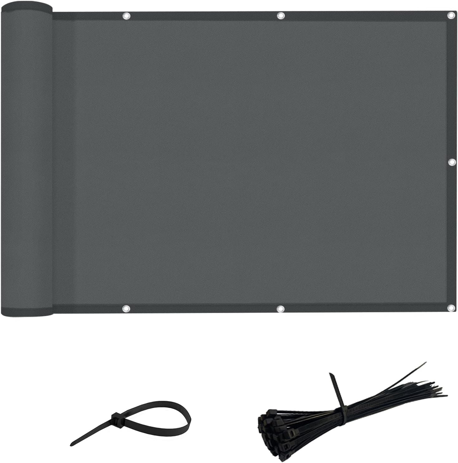 LOVE STORY 3 x10 Dark Grey Waterproof Balcony Privacy Screen Cover - Opaque Fence Covering Privacy, 100% Polyester Fabric, UV Protection Shield for Apartment Railing,Outdoor Patio, Deck, Porch 0 3' x 1 0' -PES Dark Gray