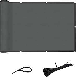 LOVE STORY Waterproof Balcony Privacy Screen Cover -Dark Grey 3 x15 Opaque Fence Covering Privacy, 100% Polyester Fabric, UV Protection Shield for Apartment Railing,Outdoor Patio, Deck,Porch