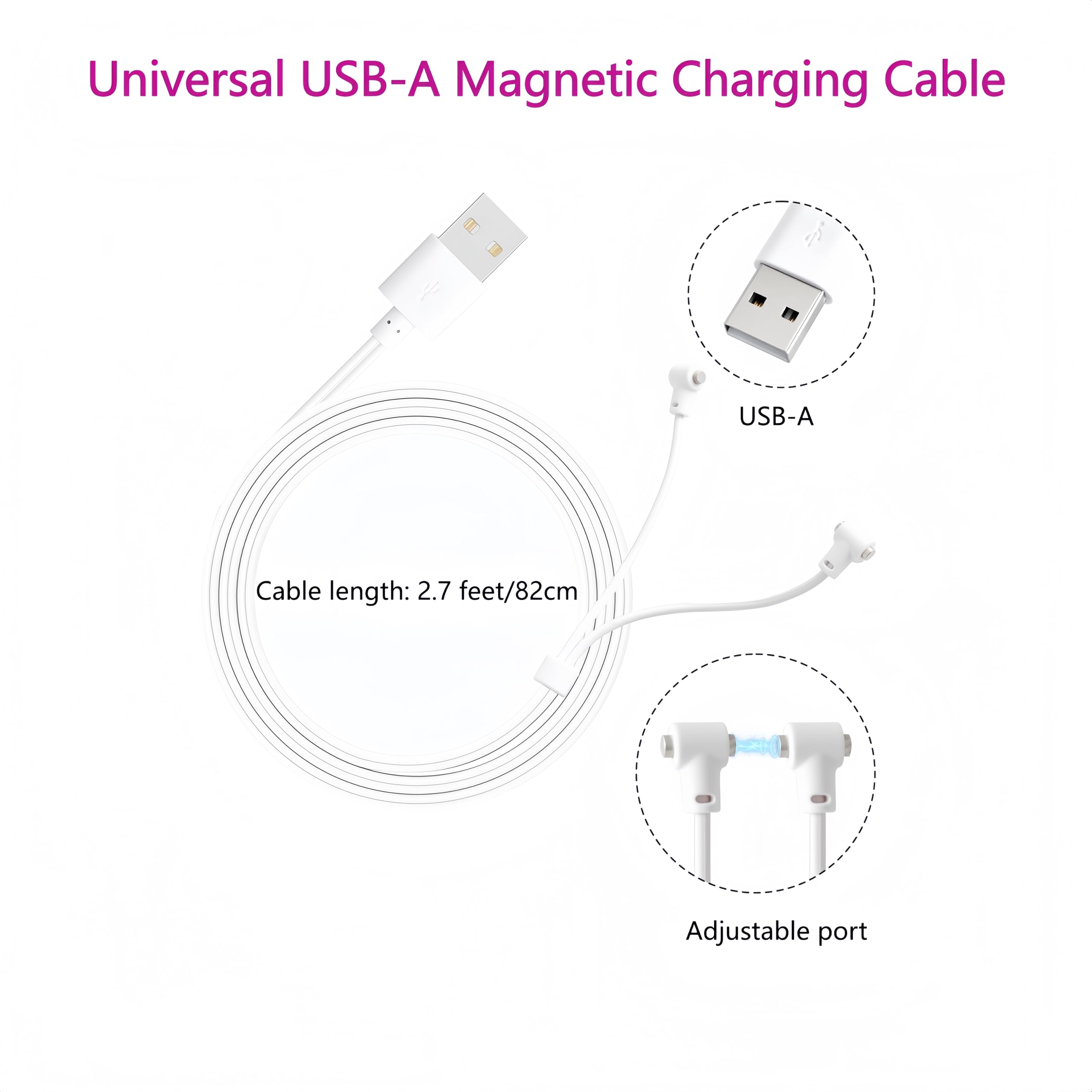 Cargador Magnético Universal para Masajeadores Íntimos, Cable de Carga Rápida USB tipo A 80cm con Puerto Ajustable Compatible con juguetes recargables, Dispositivos Íntimos y Vibradores (1 Piezas) — view 5