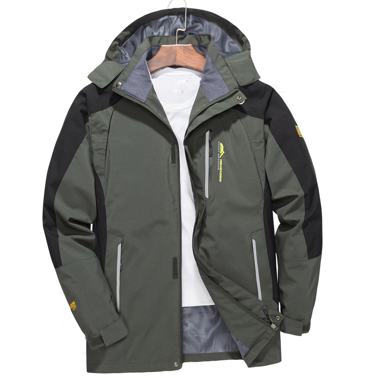 Giacca a Vento da Uomo Taglie Forti Cappotto Antivento Leggera Giacche con Cappuccio Giubbotto da Pioggia Jacket Respirante Giubbino Ripiegabile Pieghevole Trench Outdoor Ciclismo Giacchetto