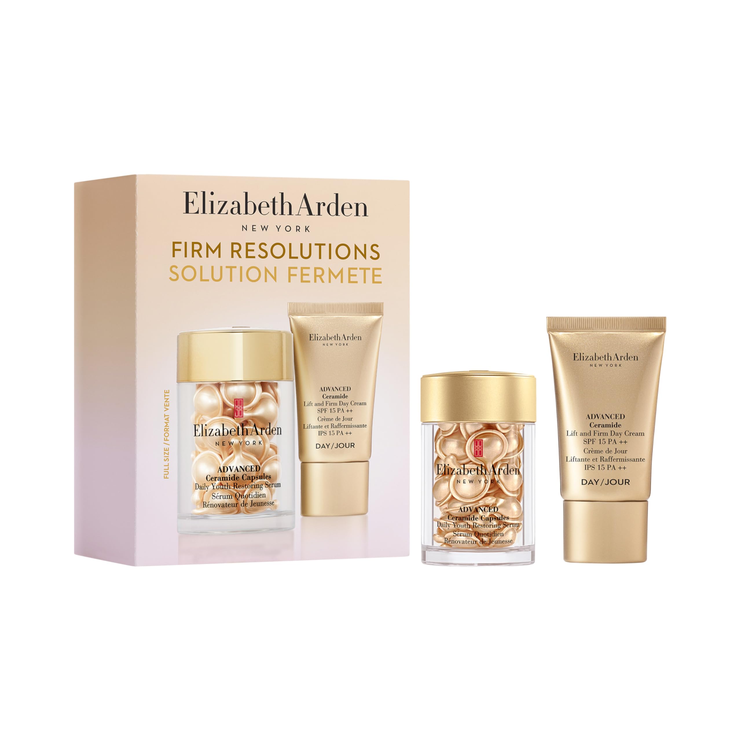 Elizabeth Arden - Firm Resolutions Set 2 Pièces, Advanced Ceramide Capsules Daily Youth Restoring Sérum et Lift and Firm Crème Jour SPF 15, Hydratation et Soins pour le Visage Anti-Âge