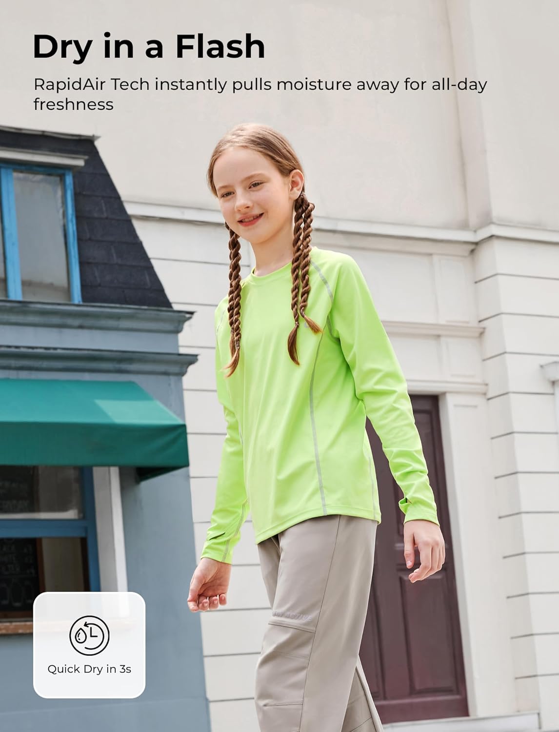 PATPAT Kids Long Sleeve T-Shirt, Quick-Dry UPF 100+ Rash Guard Tee with Thumb-Hole & Reflective Strip for Boy Girl Youth - Image 3