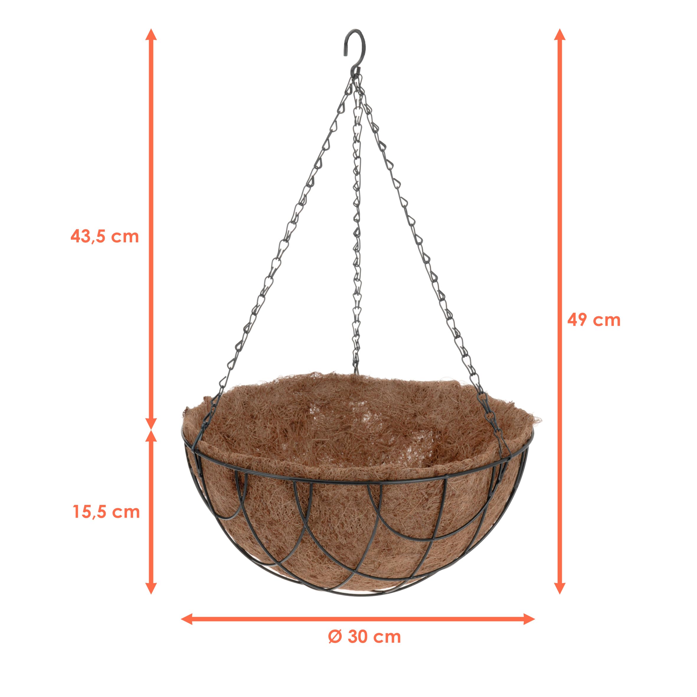 Kokoseinleger Für Hängeampeln – Ø 30 Cm, Braun, Ideal Für Metallampeln, Einfach Einsetzen