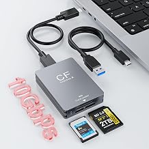 CFexpress Type A Card Reader, USB 3.2 Gen 2 10Gbps CFexpress Type A Card Reader for CF Express A+SD 3.0 Card Reader, USB C & USB A 2-in-1 Type A CFexpress Adapter for Professional Filmmakers