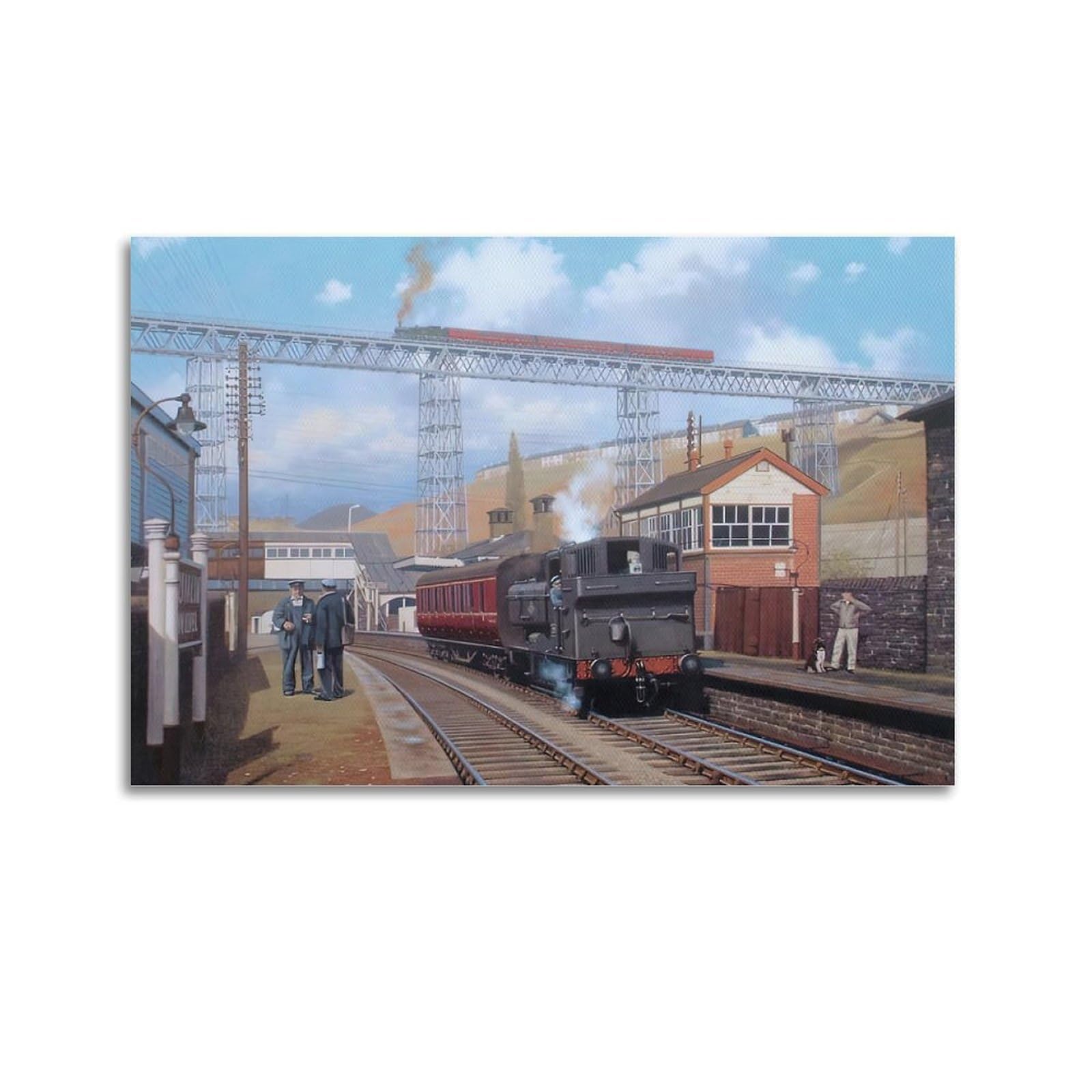 ZSZWHJ Industrial Art Poster Steam Train Poster Decorative Painting Canvas Wall Posters And Art Picture Print Modern Family Bedroom Decor Posters 20x30inch(50x75cm)