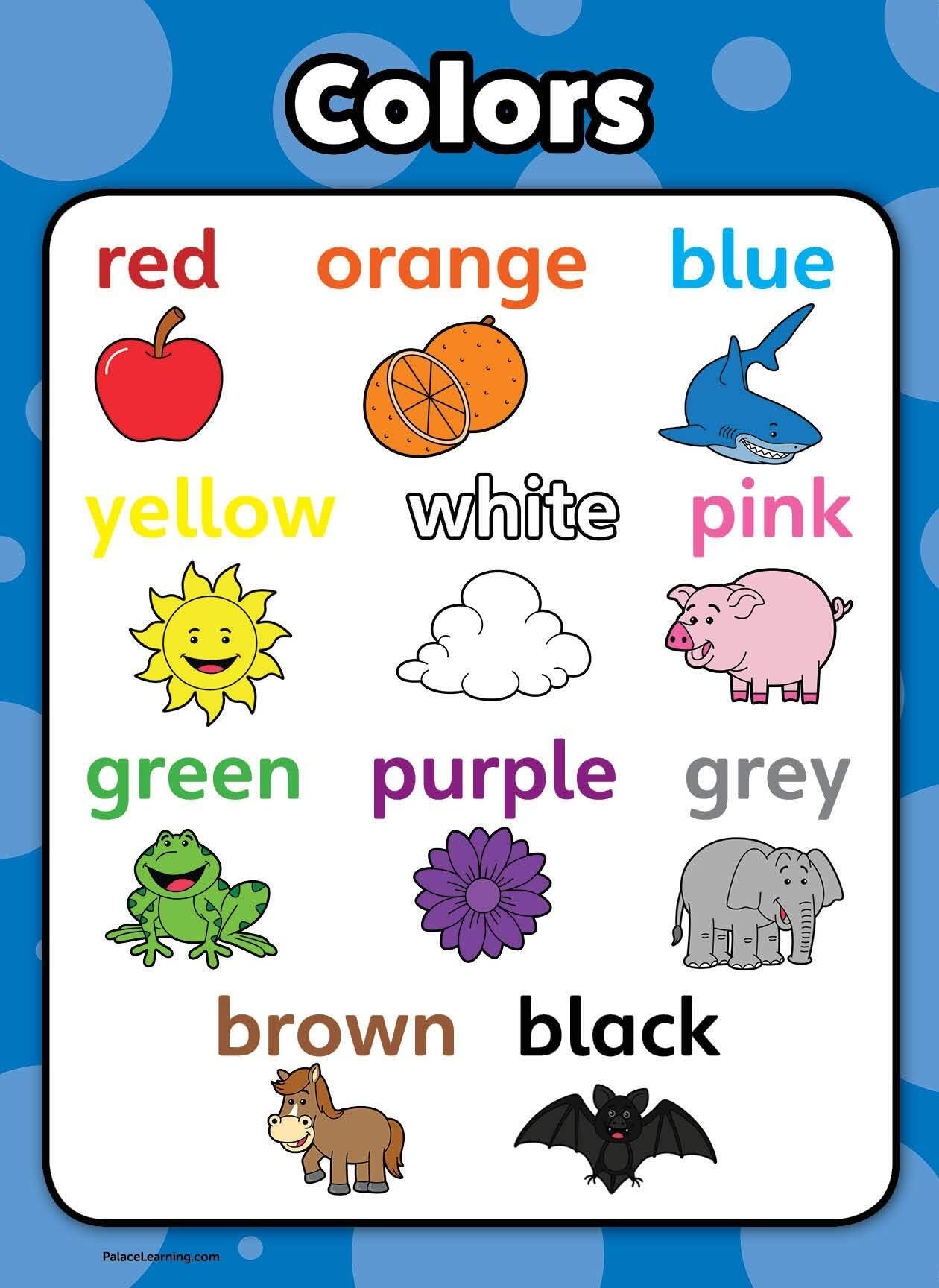 KCDFDVJFBM Colors Learning Poster for Toddlers - Educational Chart for Preschool & Nursery Decor(Framed,16x24inch(40x60cm))