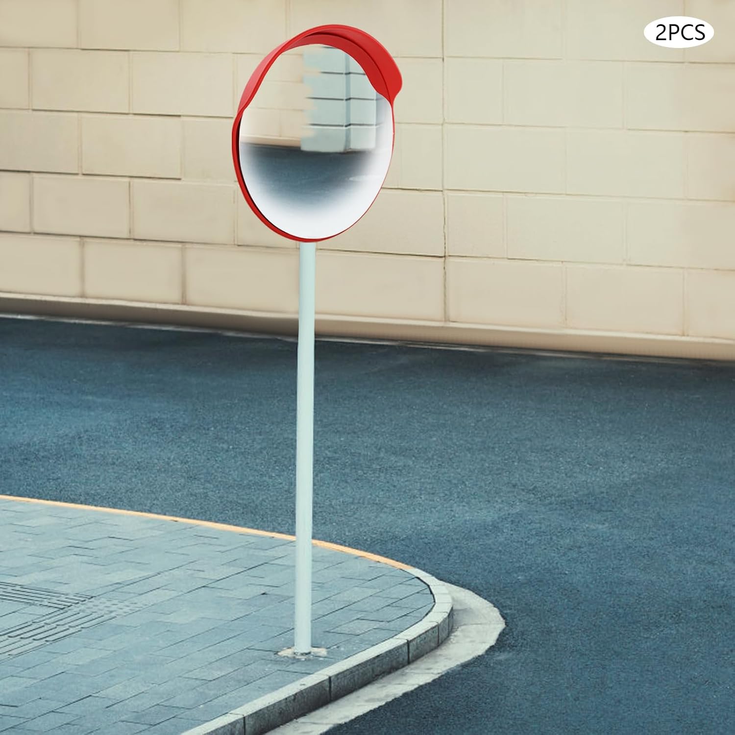 2PCS Safety Convex Mirror 24'' TrafficMirror CornerMirror Indoor Outdoor SecurityMirror Blind SpotMirror 230° Wide View Garage-Mirror for Driveway Road Parking Lot Shop Office