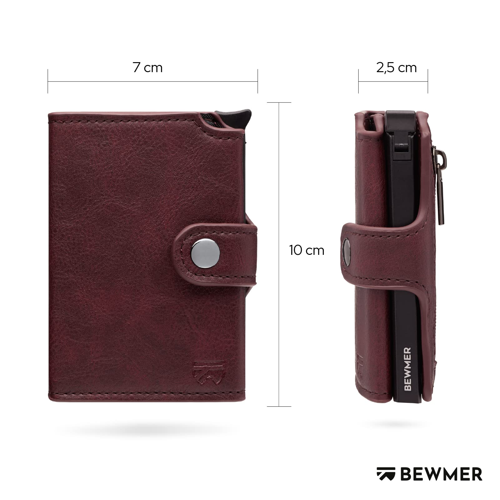 BEWMER Porta Carte di Credito 2 | Portafoglio Slim da Uomo e Donna con Rfid Protection Anticlonazione | Porta Tessere e Soldi con Portamonete