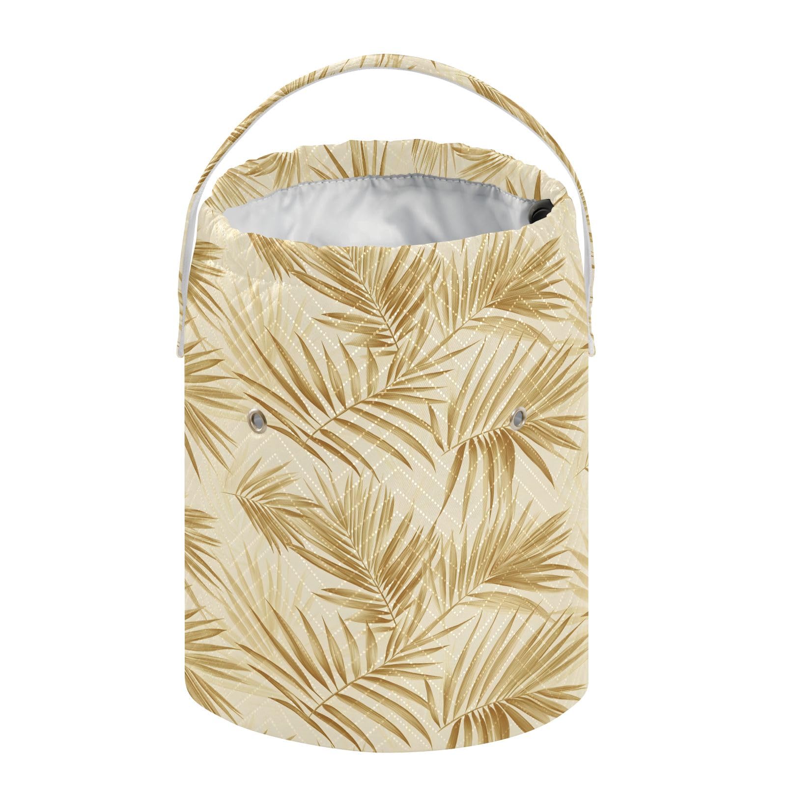 Yarn Storage Bag Small Crochet Bag Knitting Bag Organizer Golden Tropical Plants Yarn Bags for Crocheting Basket