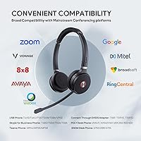 Vista 6 de Yealink WH62 Dual UC DECT Auriculares inalámbricos, 525 pies de largo alcance, auriculares de trabajo con base, 2 micrófonos con cancelación