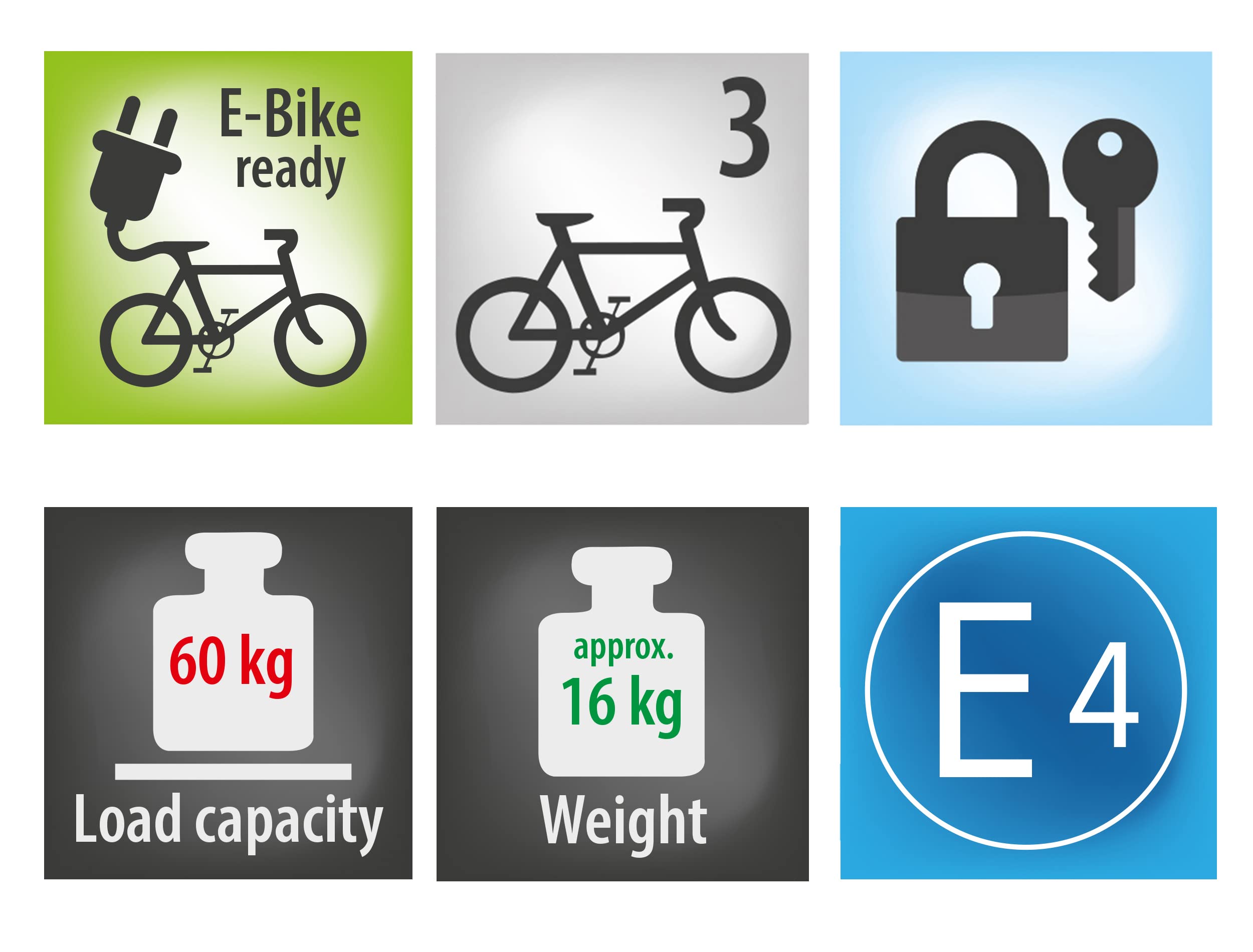 EUFAB 11555 Fahrradträger AMBER 3, E-Bike geeignet, teilweise vormontiert, Diebstahlschutz, für 3 Fahrräder, für Anhängerkupplung