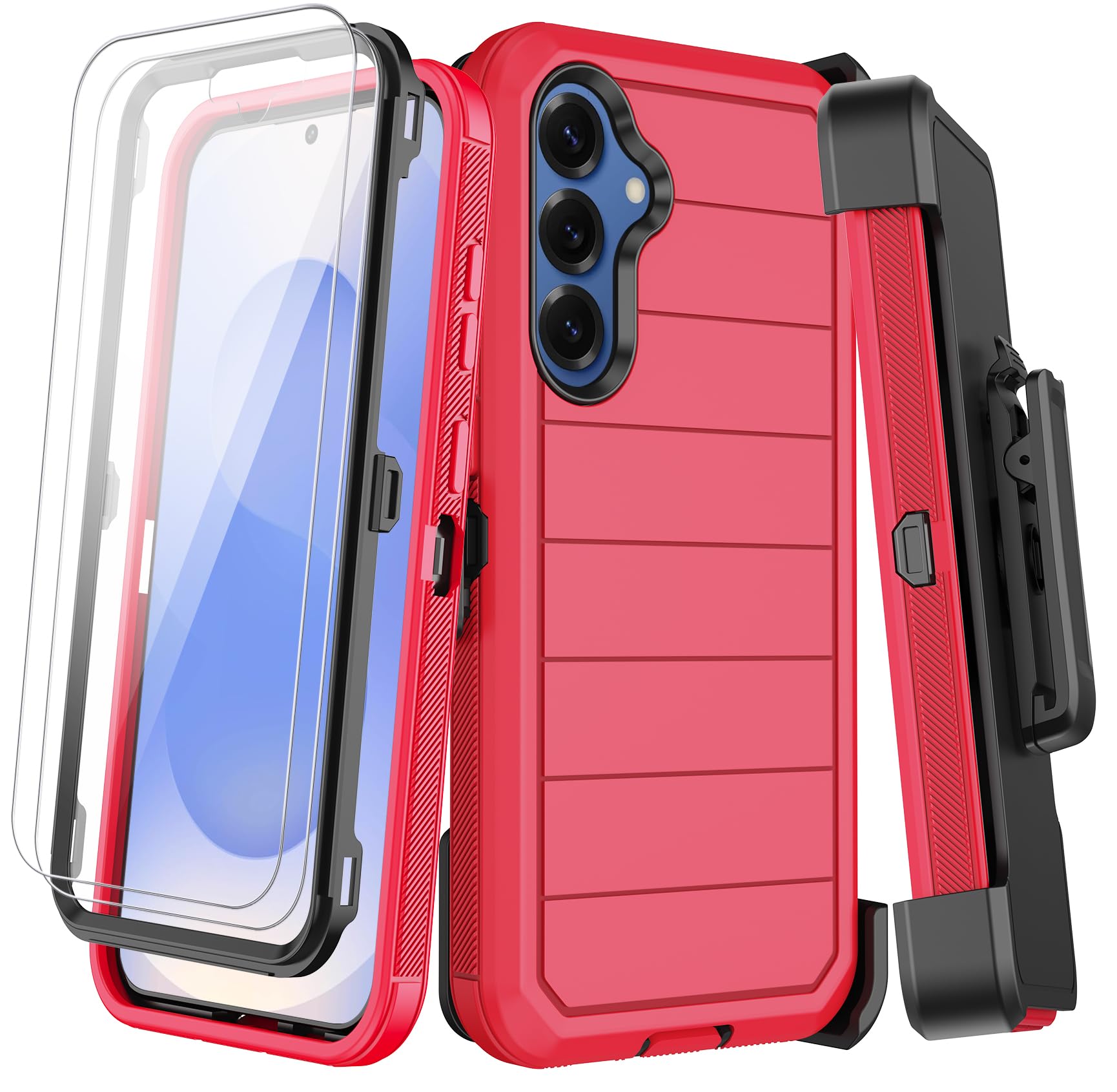 KECAI for Samsung Galaxy S25 Plus Case with Belt Clip Holster,2X Screen Protector,Heavy Duty Shockproof Drop Protection Military Grade Full Body