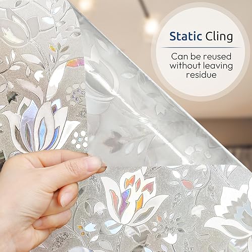 Miniatura 4 de rabbitgoo - Película decorativa de privacidad para ventanas, lámina de cristal arcoíris, vinilo para ventana de vidrieras estáticas, ventana de