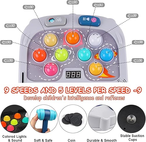 Miniatura 8 de Juego Whack Mole para niños pequeños, juguetes para niños y niñas de 3 a 12 años, juguetes de topos para niños, regalos para niños de 3, 4, 5, 6