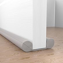 Bas de Porte Double Isolant, Dioxide 91-96cm Boudin de Porte Isolant Avec Joint Auto Adhésif, Insonorisé, Protège des Courants D'air et Des Insectes, Gris