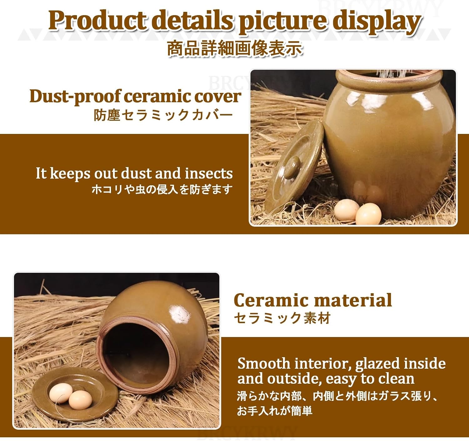 Large Ceramic Jar for Rice Ceramic Rice Dispenser Classic Airtight Grain Storage Containe with Lid Large-Capacity Ceramic Food Bucket Food Storage Container for Rice,Flour,Pet Food