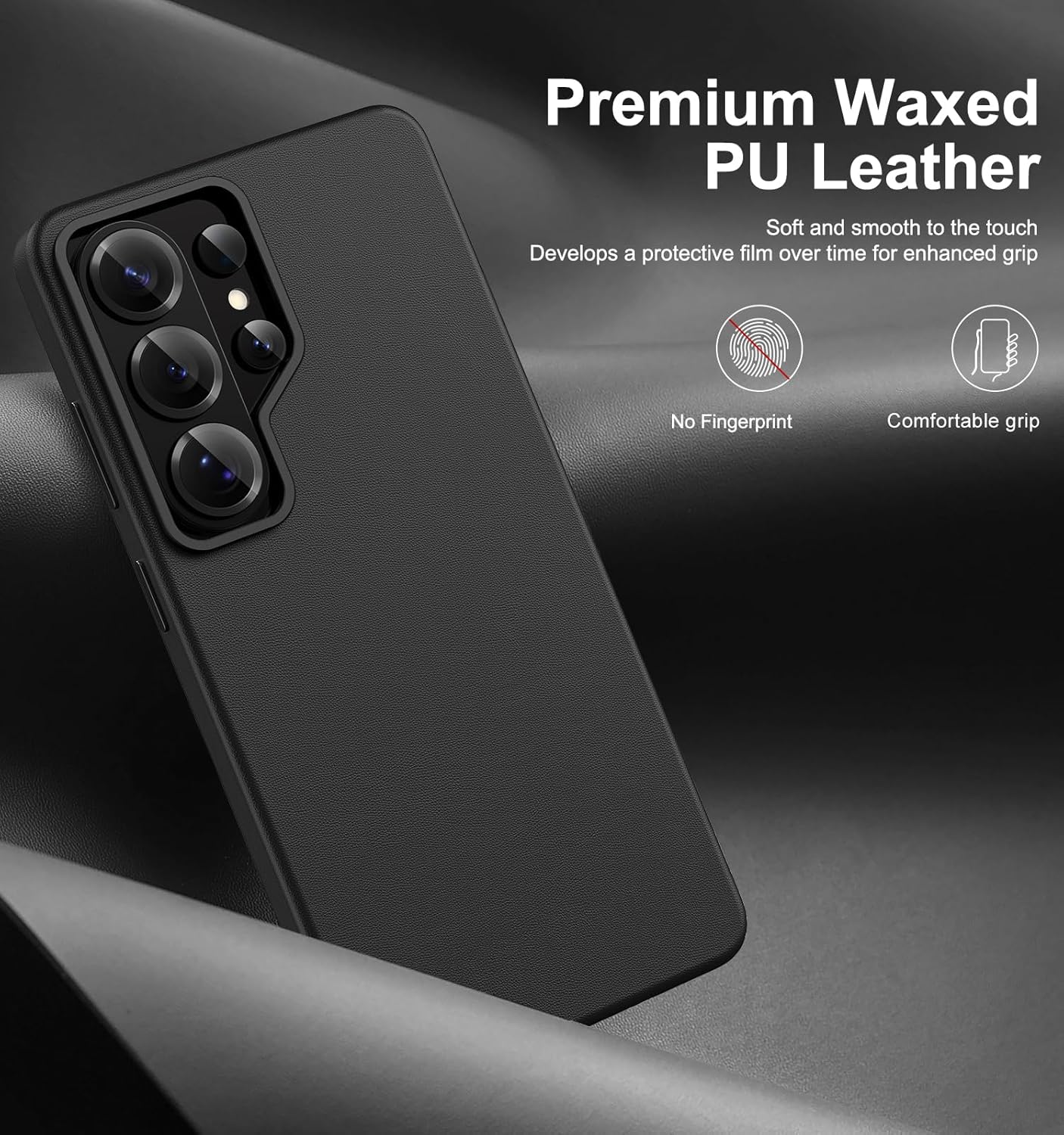 memumi Magnetic for Samsung Galaxy S26 Ultra Leather Case Compatible with MagSafe - Vintage Style, Magnetic Attachment, Enhanced Comfort Grip PU Leather Case for Galaxy S26 Ultra Black