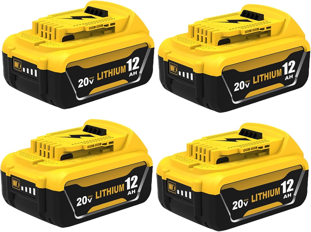 Amazon.com : Ibanti Upgraded to 12000mAh Replacement for Dewalt 20V Max Battery Compatible with Dewalt 20V Batteries DCB208 DCB209 DCB207 DCB206 DCB204 DCB203 DCB201 DCB200 DCD/DCF/DCG Series Tools (4-Pack)