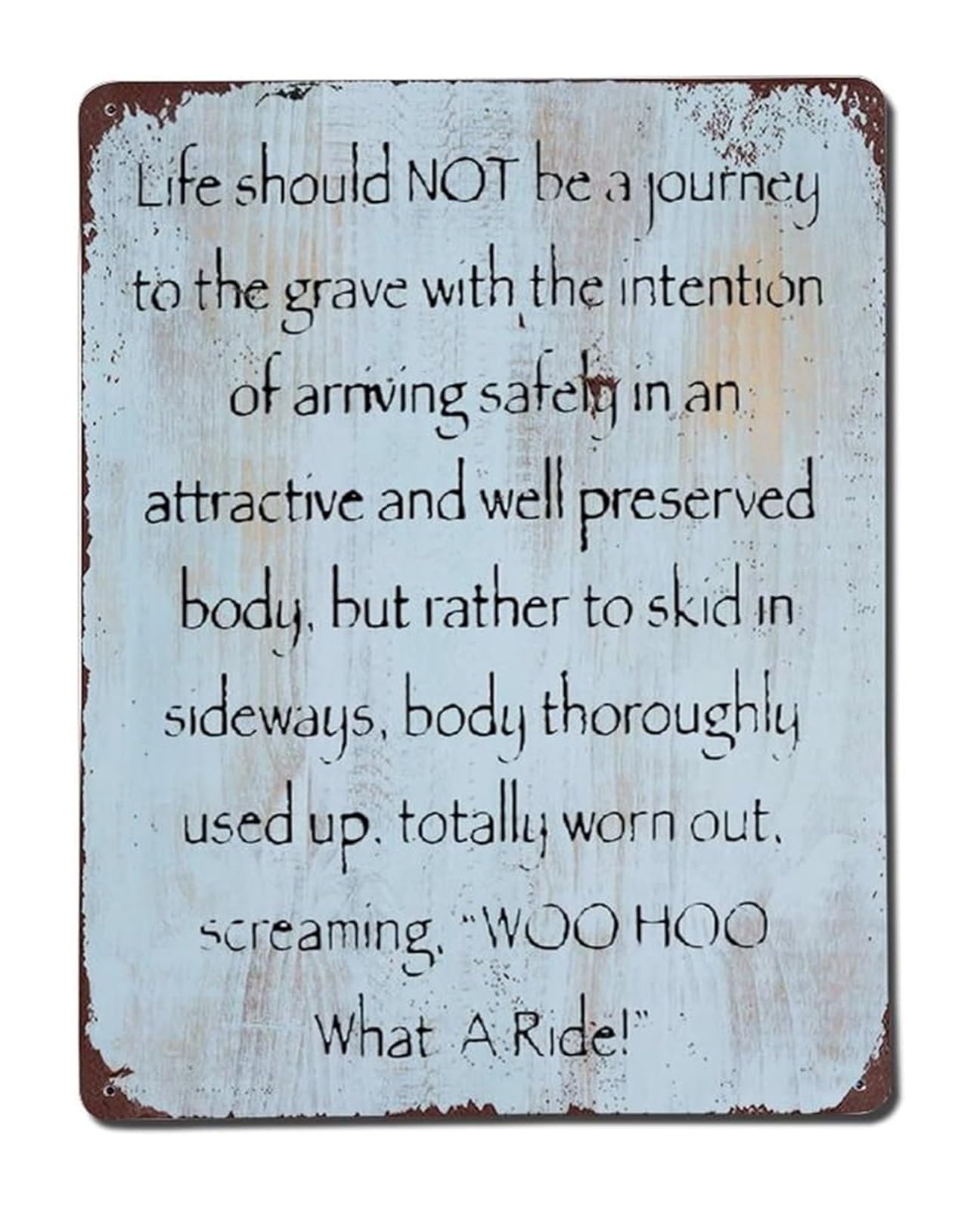 IDGTTLDF Vintage Motivational Metal Sign Life Should Not Be A Journey to The Grave Tin Sign for Man Cave Bar Wall-Art 8 X 12 in